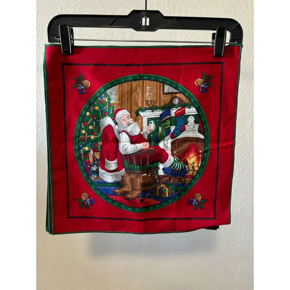 Lot of 4 Square Placemats Santa Red New
